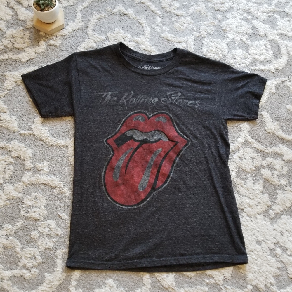 The Rolling Stones Grey Mouth Lips T Shirt Small